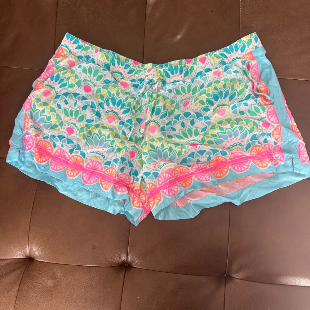 Lilly Pulitzer Leafy Print Shorts in Pink and Green